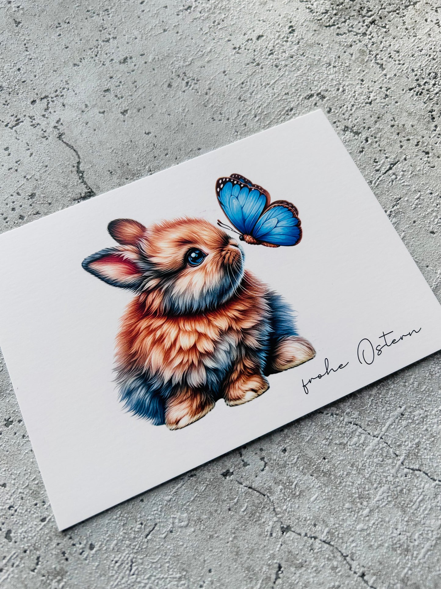 Osterkarte  • Ostern Hase mit Schmetterling • Aquarell