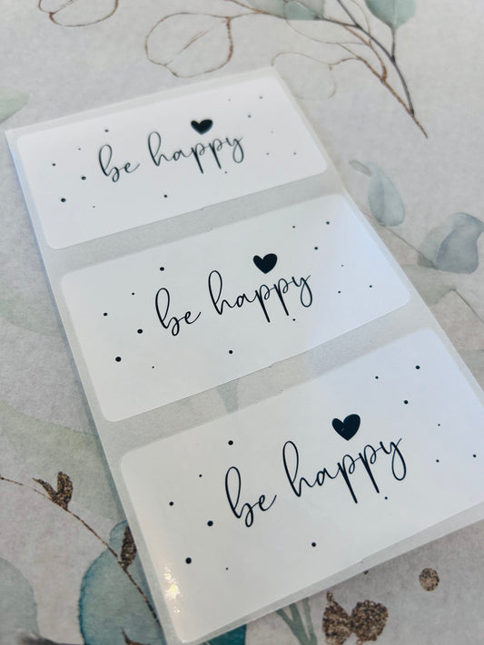 Sticker  • black & white • be happy 10 Stk