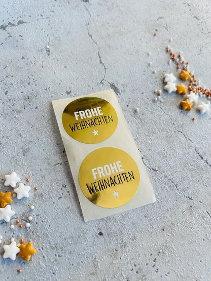 Sticker • Frohe Weihnachten Gold • Eigenproduktion 10 Stk