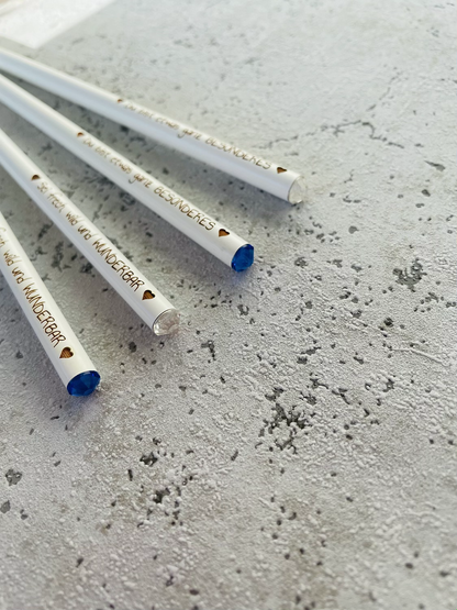 Bleistift mit Swarovski Kristall silber oder blau